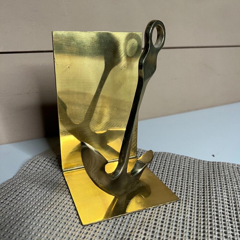Vintage Solid Brass Anchor Bookend Nautical‎ Maritime Decor Heavy Mid Century